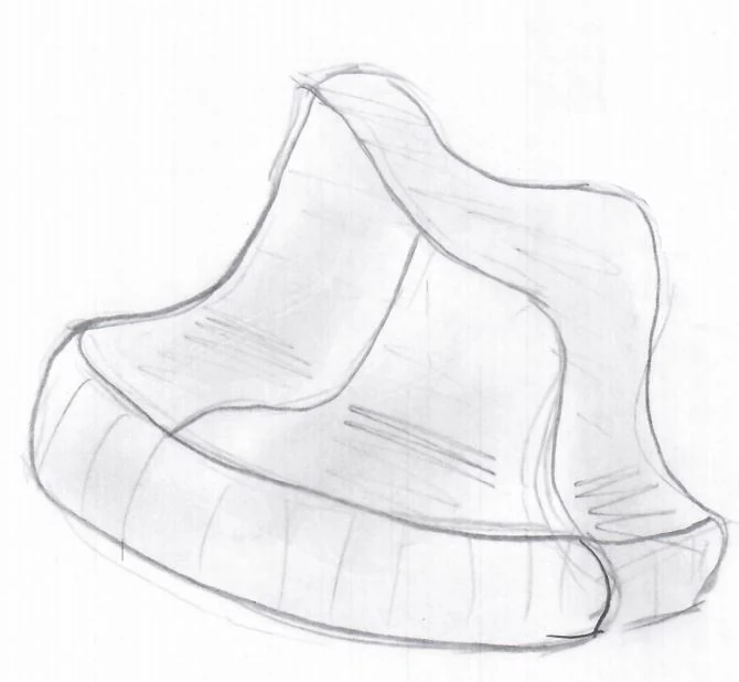 Seat sketch — curved backrest and raised sides