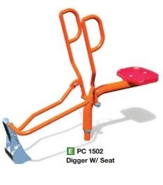 Playcraft Sand Digger with a seat, two hand levers, and a digging scoop